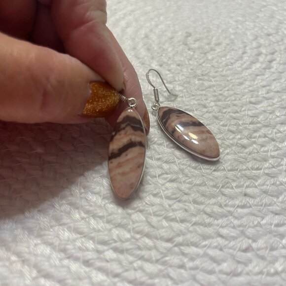 Natural MALIGANO JASPER Handmade Sterling 925 Dangle Earrings #773D - Picture 1 of 3